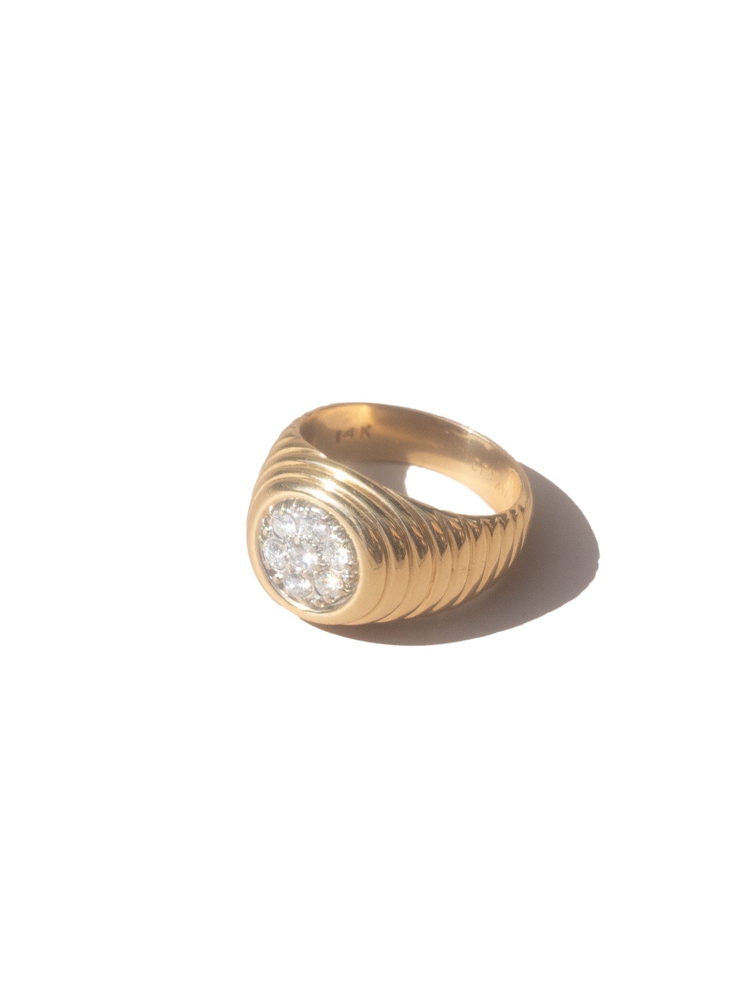 Ribbed Domed Diamond Ring