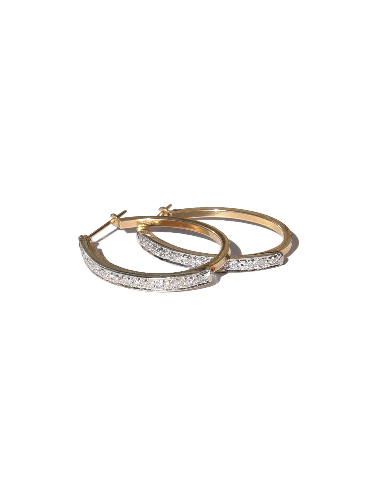 Two toned vintage diamond hoops