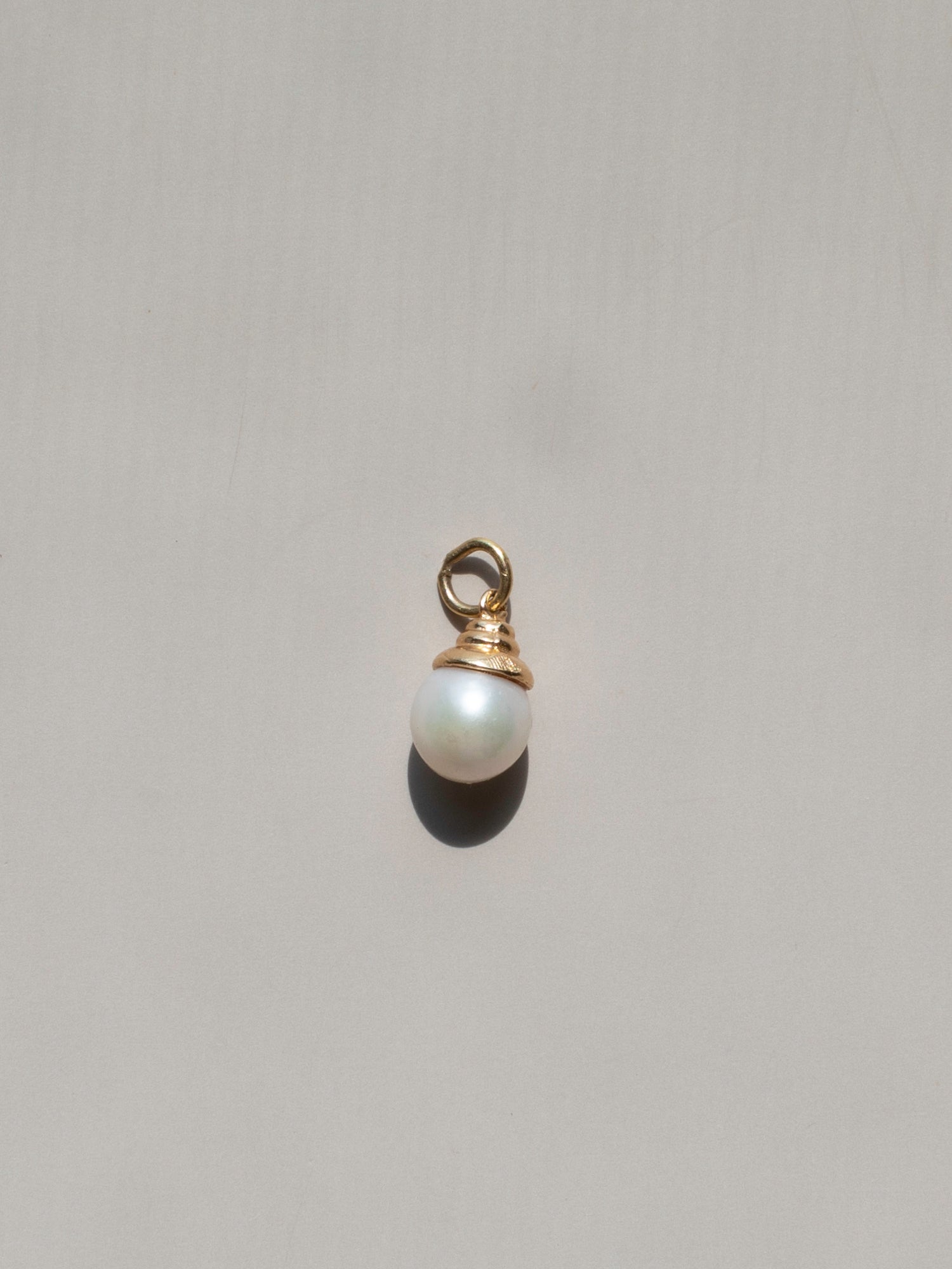 14k gold omega cable wire chain with pearl charm