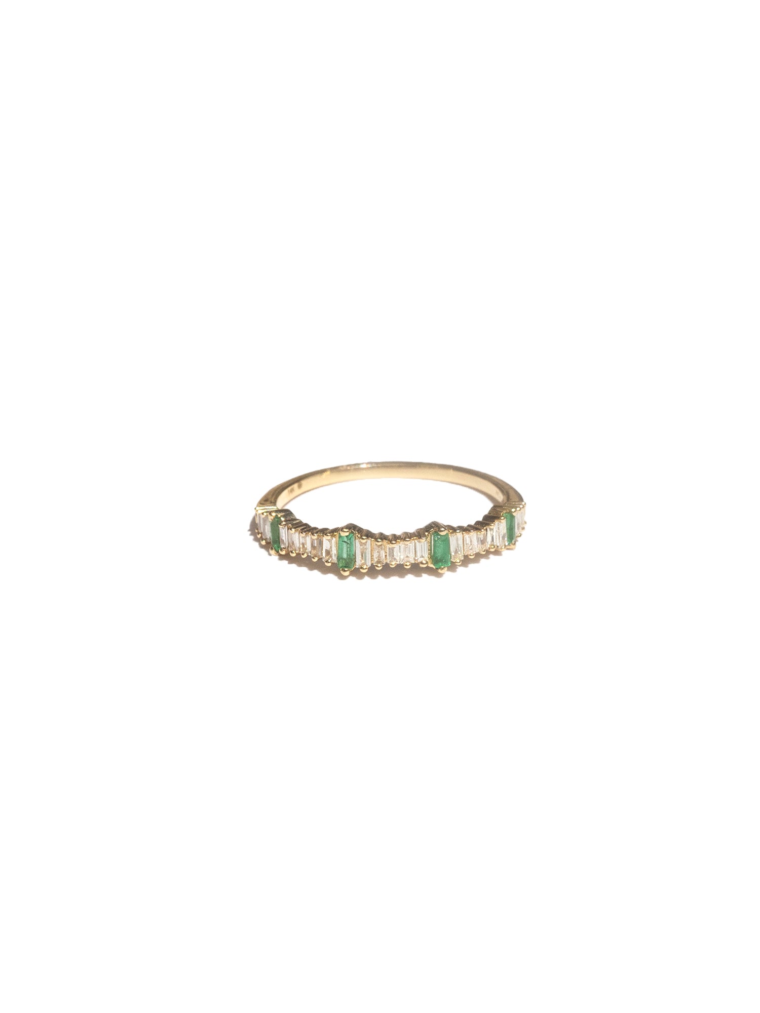 Emerald and Diamond Baguette Ring