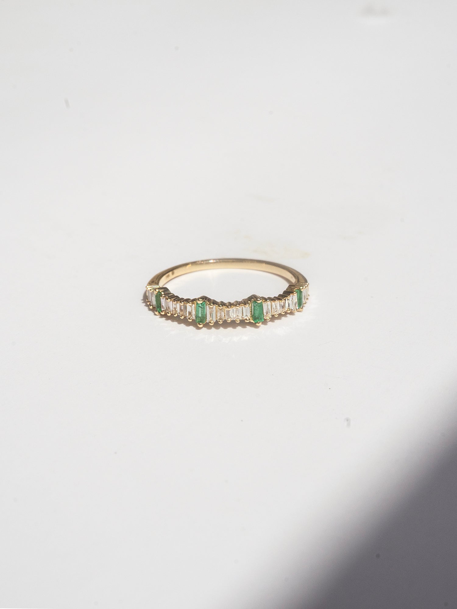 Emerald and Diamond Baguette Ring