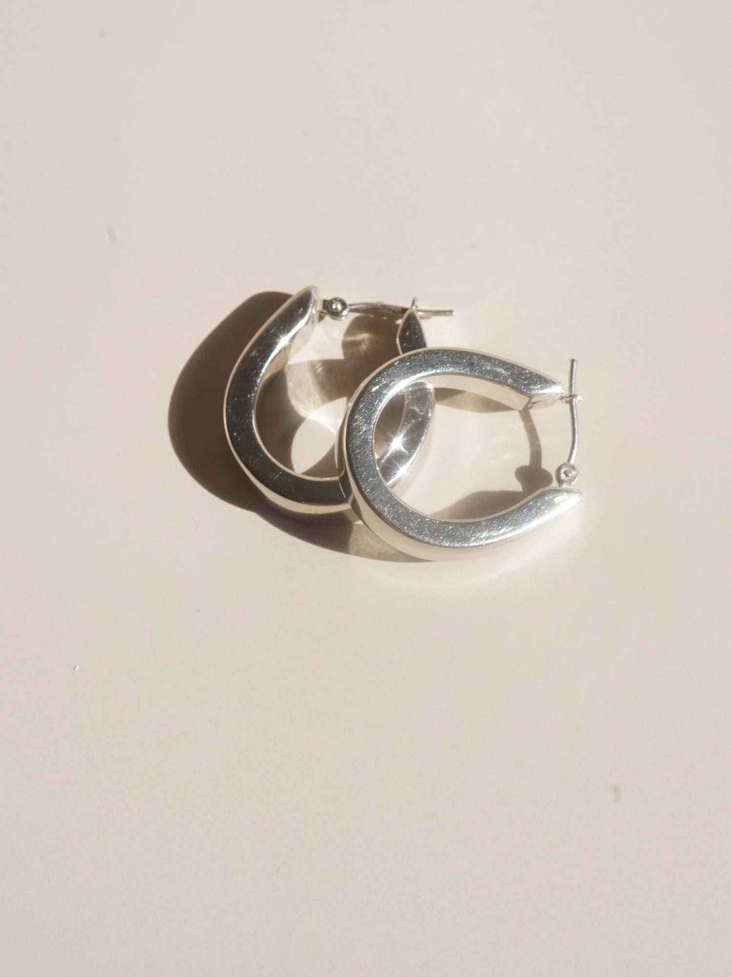 white gold chunky hollow hoops