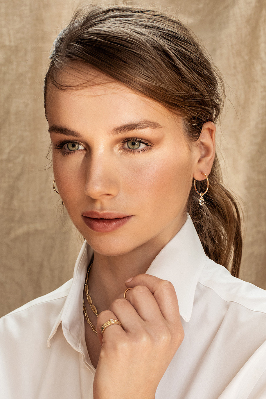 Orbis Hoops S/M/L with Diamond Slice Charms