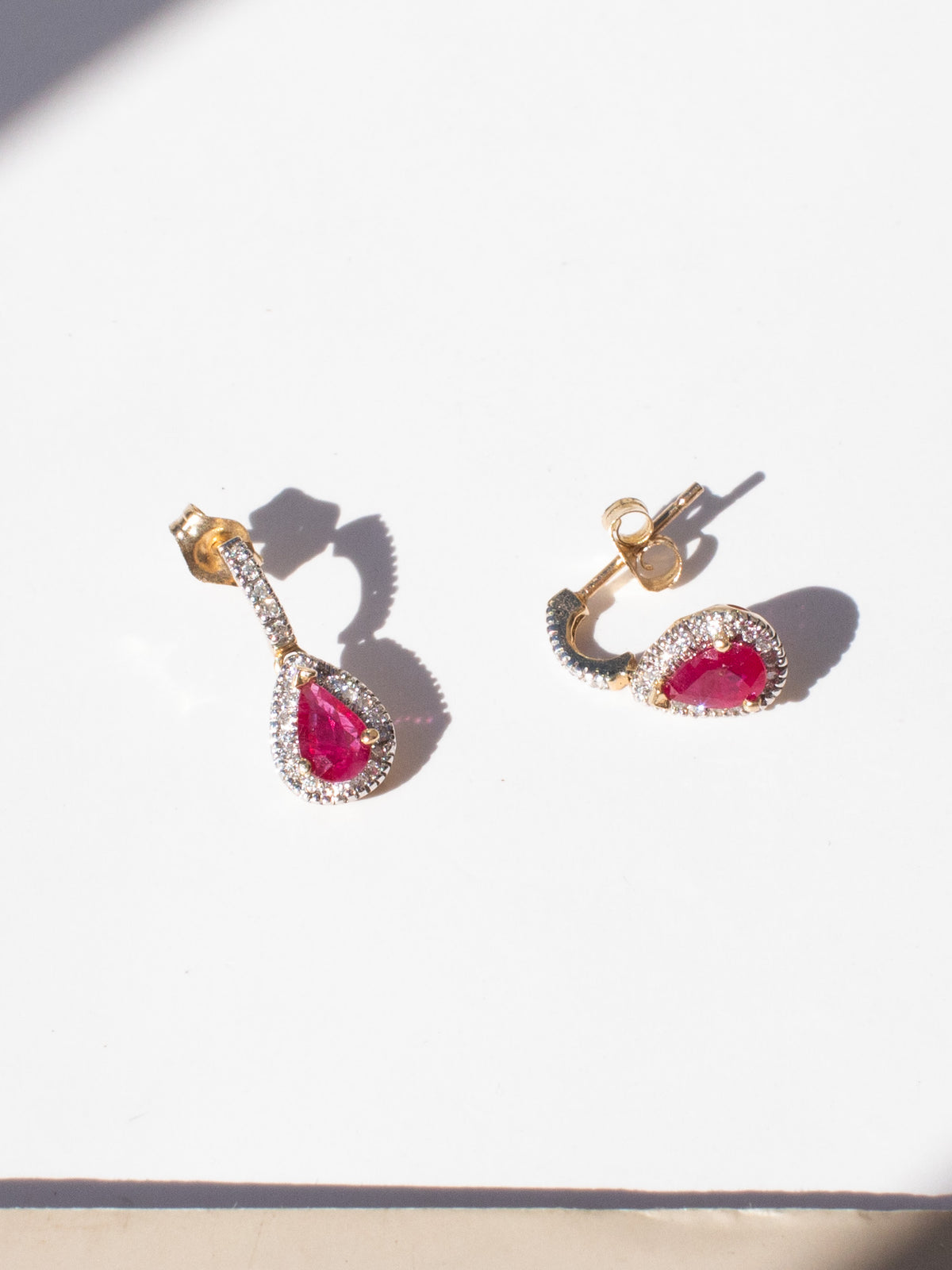 Ruby and Diamond Petite Drop Earring