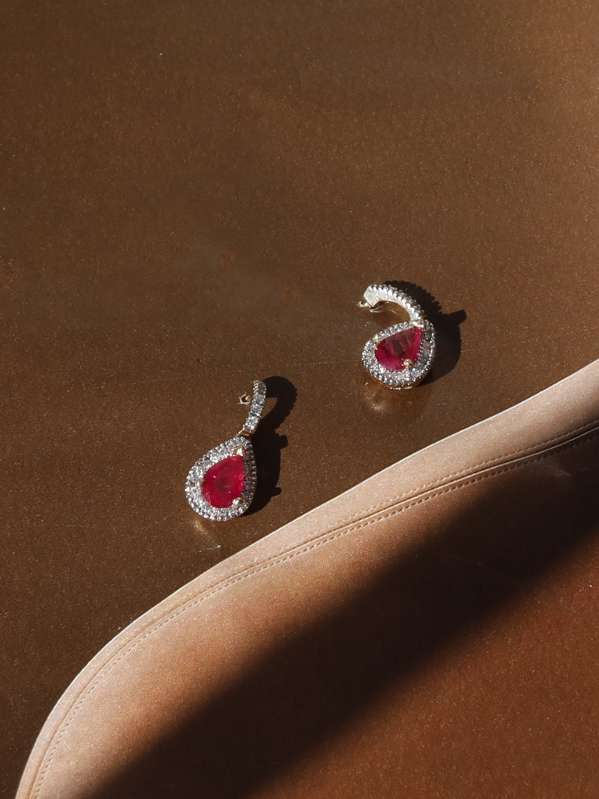 Ruby and Diamond Petite Drop Earring