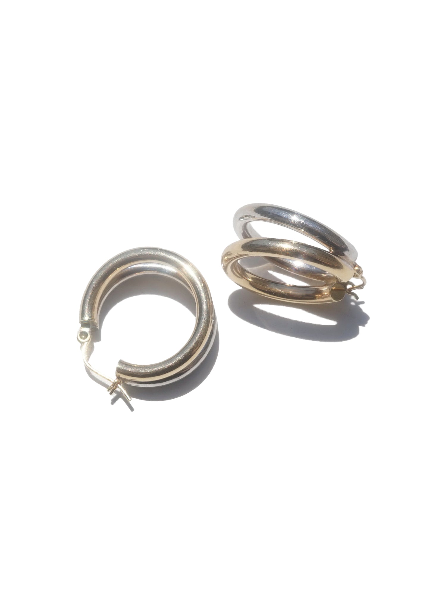 Two Toned Double Hoops