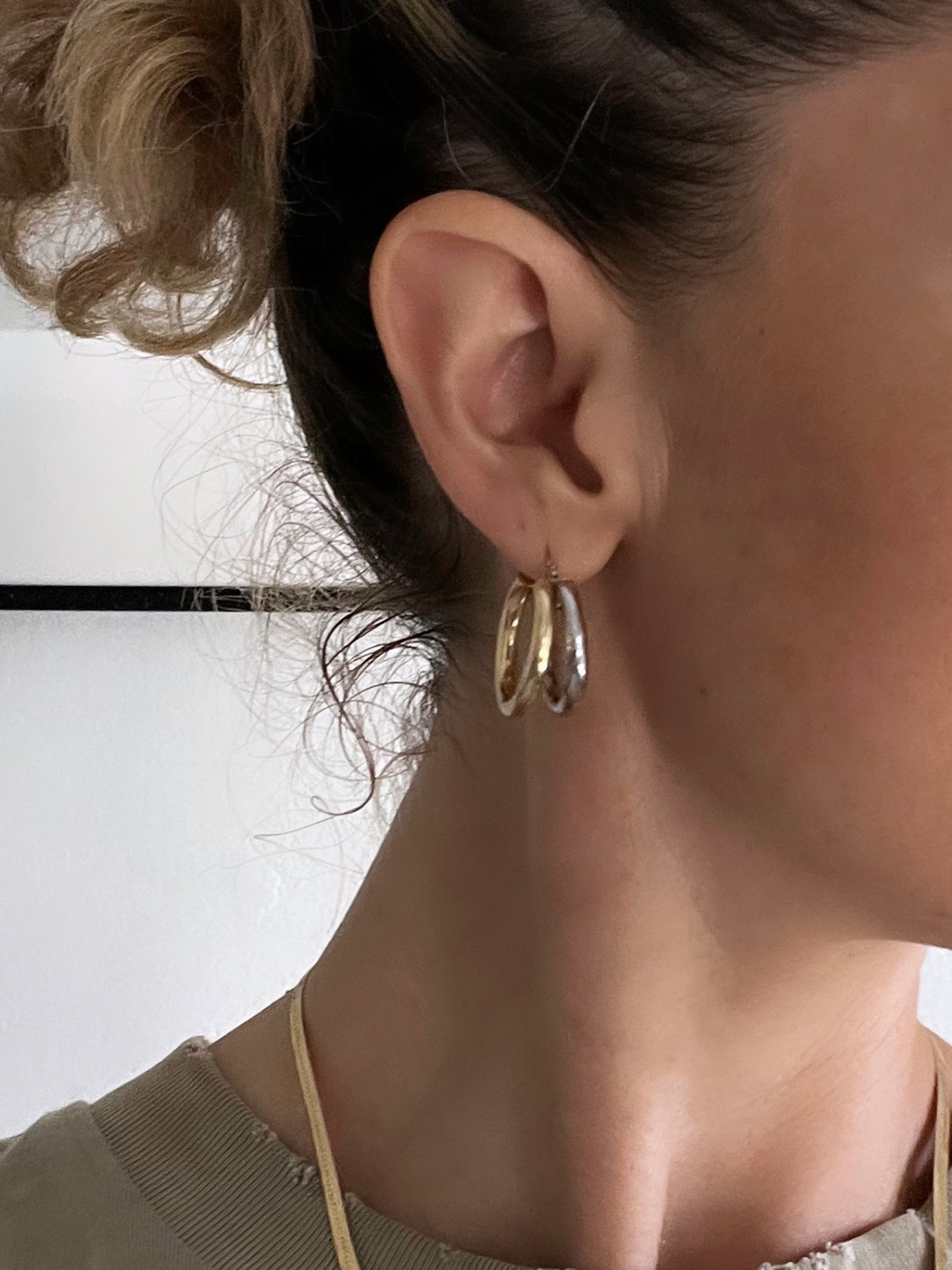 Two Toned Double Hoops