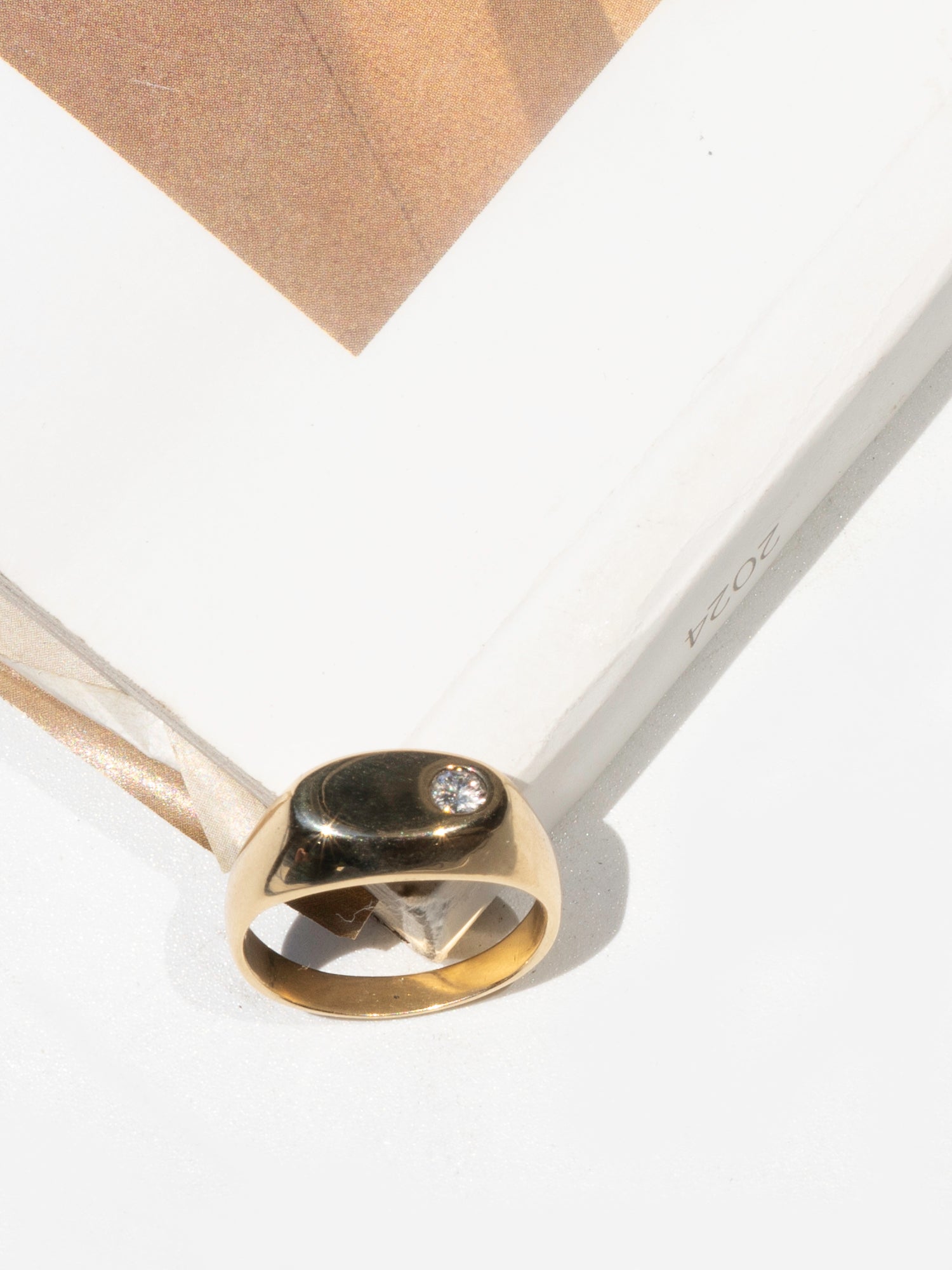 East-West Diamond Signet Ring