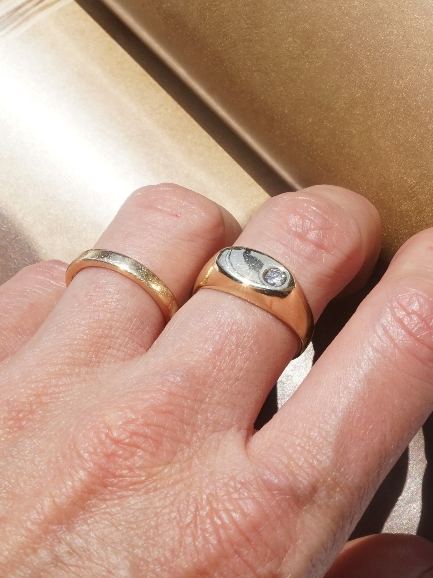 East-West Diamond Signet Ring