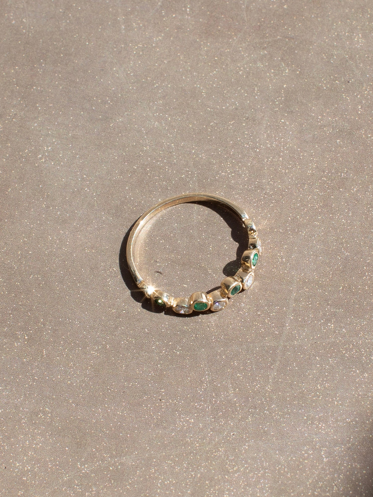 Emerald and Diamond stacking ring