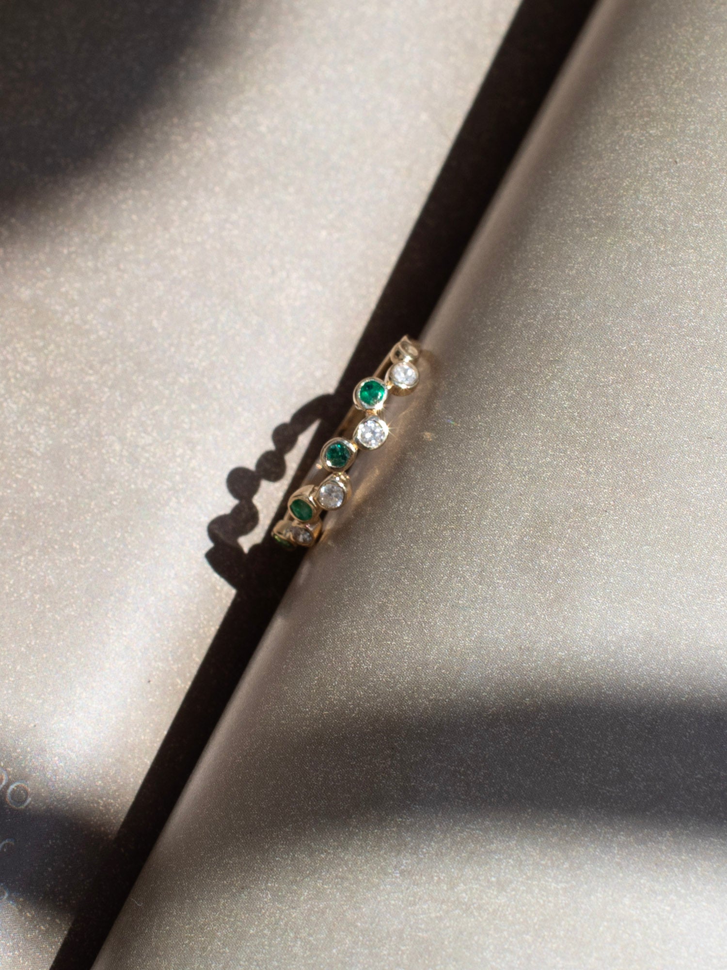 Emerald and Diamond stacking ring